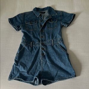 Princess Polly Dark Blue Denim Short-Sleeve Romper